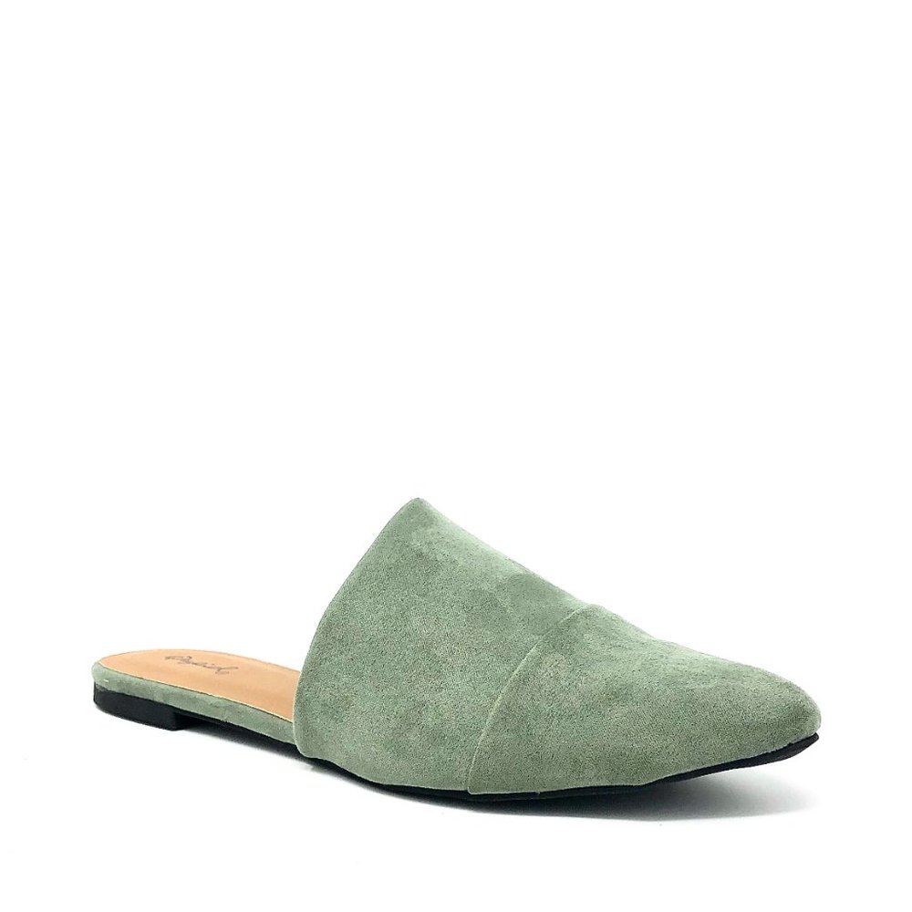 Aloe Green Vegan Suede Mule Flats - Picture 4 of 7